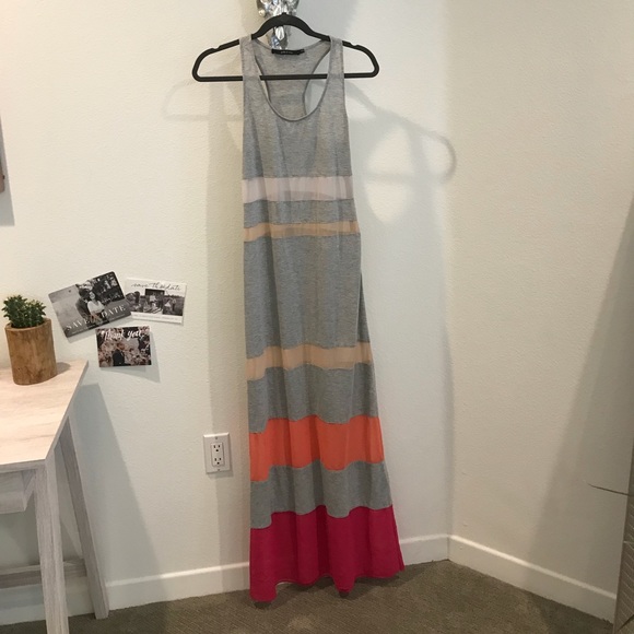Grey maxi with color blocking details - Picture 2 of 3